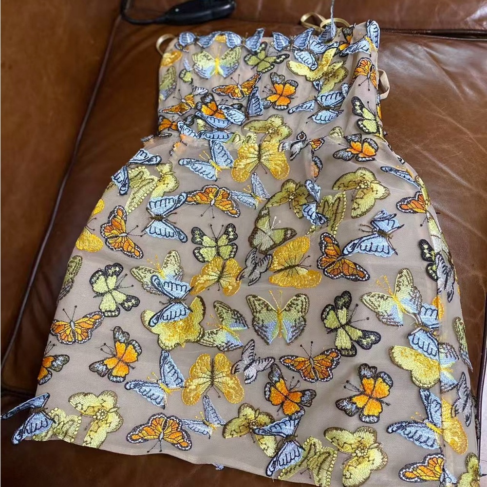 Bronx & Banco Bella Butterfly Maraya Multi Strapless Mini Dress M NWOT - Picture 7 of 7